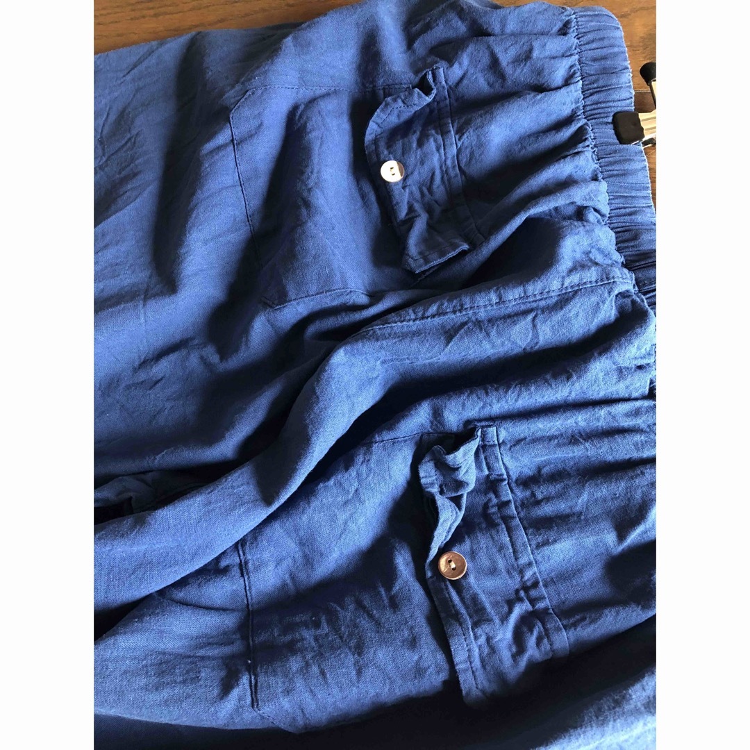 匿名配送　メンズ　パンツ　麻　綿　ゆったり　XL  ネイビー　ブルー メンズのパンツ(その他)の商品写真