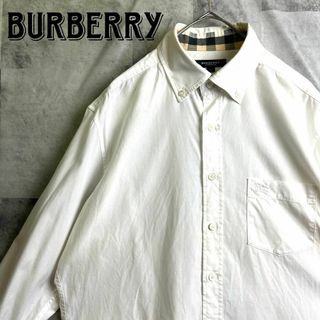 バーバリー(BURBERRY)の美品 バーバリーロンドン ボタンダウンシャツ ノバチェック ホワイト M(シャツ)