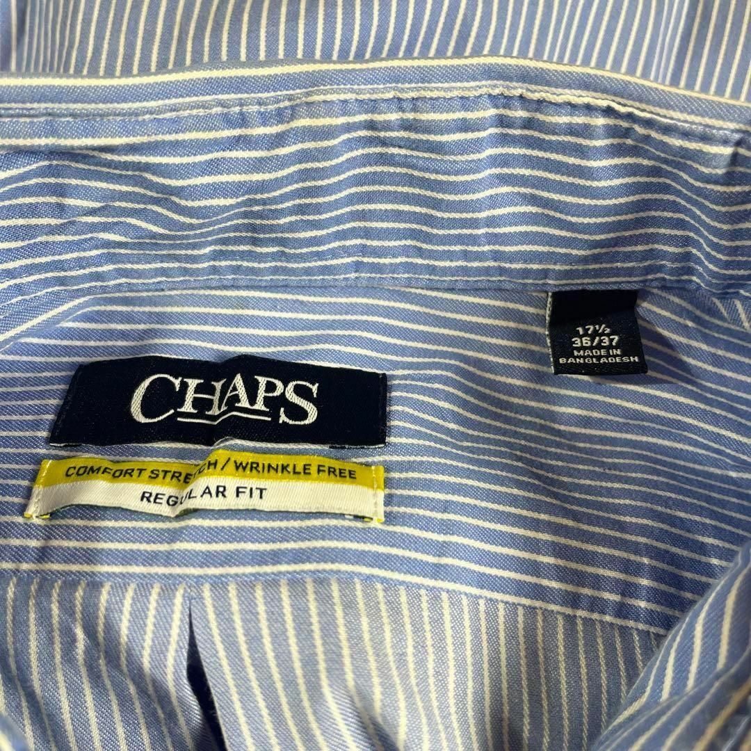 チャップスCHAPS　ブルー青ストライプシャツ　オーバーサイズＸＬ　メンズ　古着 メンズのトップス(シャツ)の商品写真