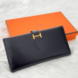 エルメス(Hermes)の【極美品】HERMES エルメス　べアン デュプリ　□H 黒(財布)