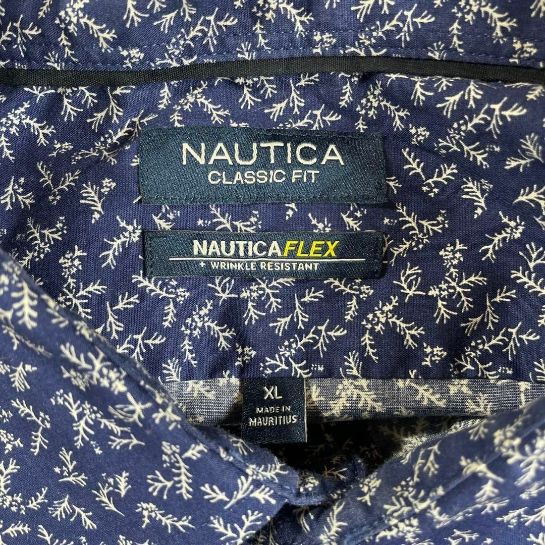 NAUTICA　ノーティカ　長袖シャツ　そう柄　青ブルー　オーバーサイズＸＬ古着 メンズのトップス(シャツ)の商品写真