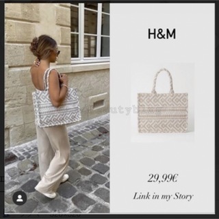 H&M 人気　完売　トートバッグ　ベージュ　ゴールド　ホワイト