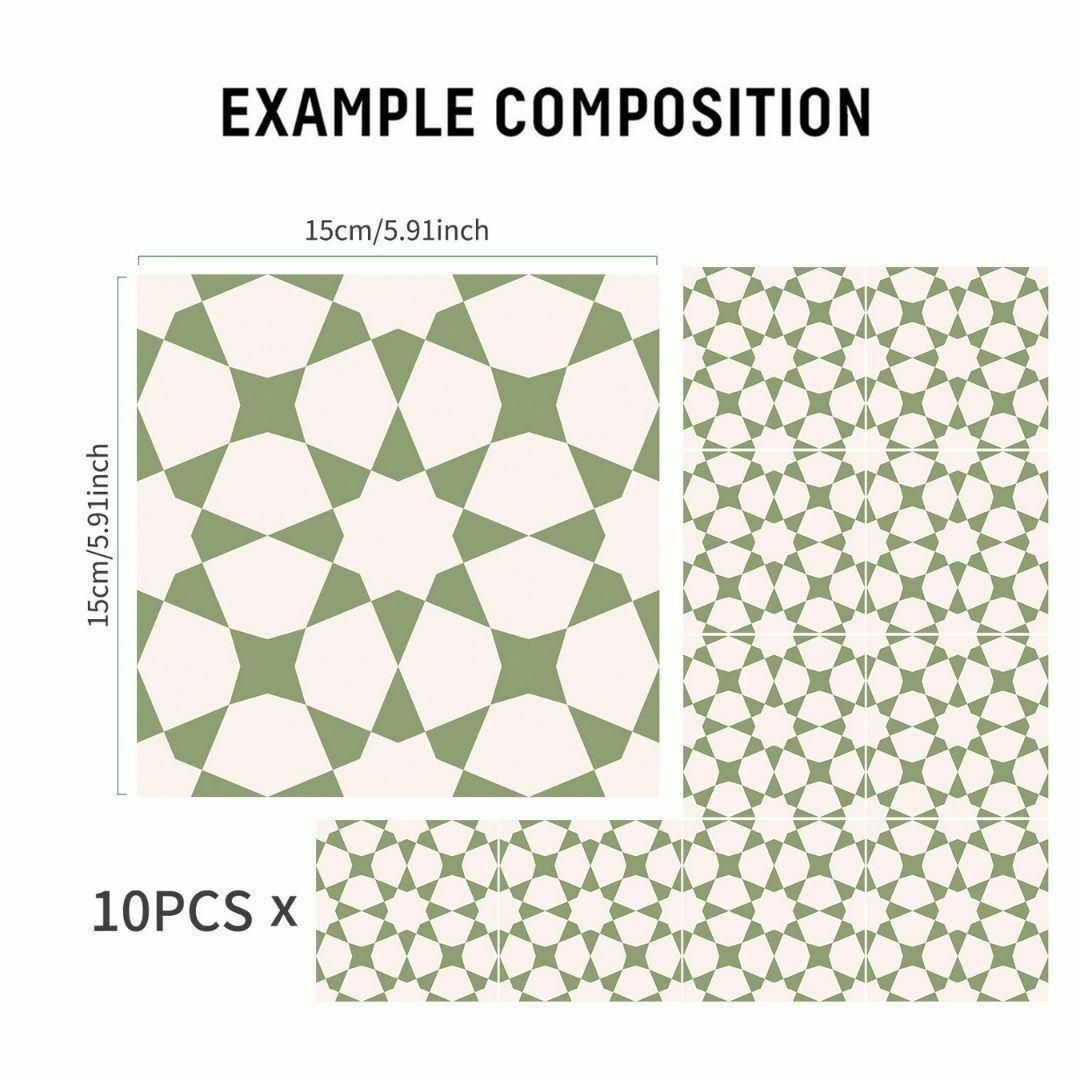 タイルシール インテリア 北欧 可愛い  DIY 防水 15㎝ グリーン 緑 インテリア/住まい/日用品のインテリア/住まい/日用品 その他(その他)の商品写真