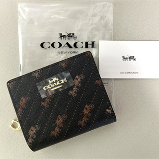 コーチ(COACH)の【新品未使用】COACH コーチ ホースアンドキャリッジ 二つ折り財布 ブラック(財布)
