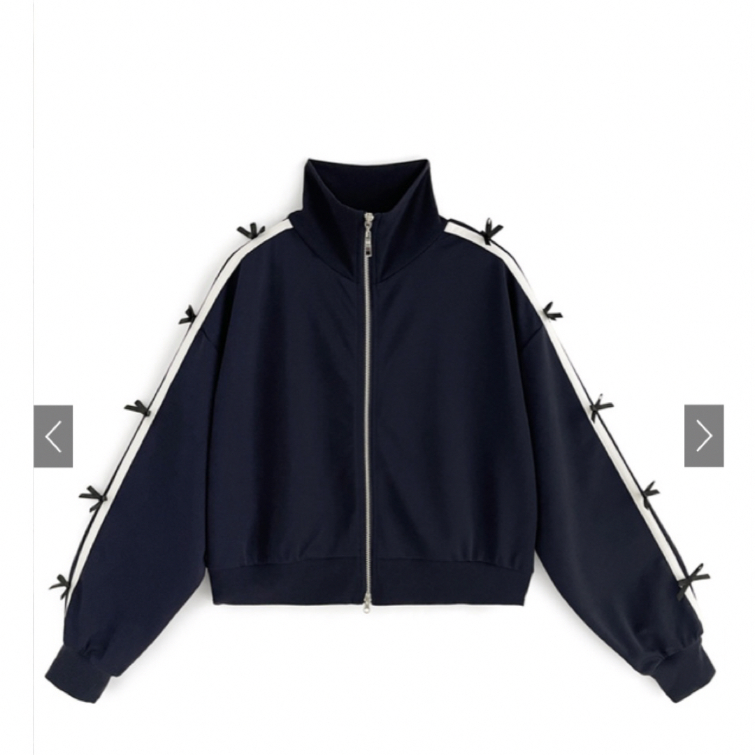 GRL(グレイル)のグレイル　GRL リボンサイドラインダブルジップジャケット　ネイビー レディースのジャケット/アウター(ブルゾン)の商品写真
