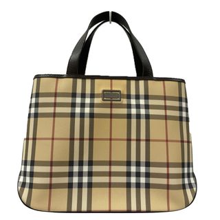 バーバリー(BURBERRY)のBURBERRY ハンドバッグ ロゴ プレート チェック PVC レザー(ハンドバッグ)