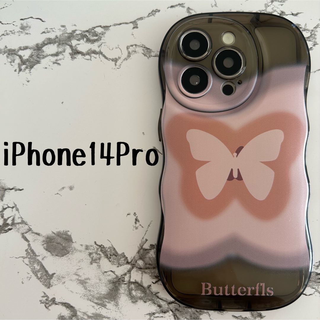 Butterflyブラック　iPhone14Pro ケースカバー スマホ/家電/カメラのスマホアクセサリー(iPhoneケース)の商品写真