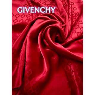 ジバンシィ(GIVENCHY)の美品✨GIVENCHY シルク100% 大判 スカーフ　真紅カラー　Gロゴ柄(バンダナ/スカーフ)