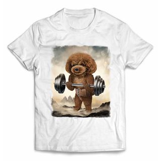 プードル 犬 いぬ 筋トレ ウエイトリフティング Tシャツ メンズ レディース(Tシャツ/カットソー(半袖/袖なし))