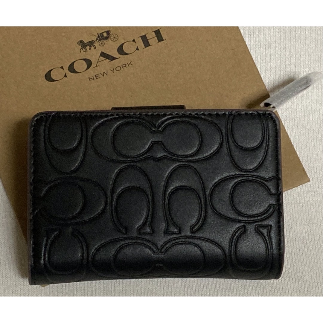 COACH(コーチ)の新品　COACH コーチ　二つ折り財布　シグネチャー　ブラック　CM241 レディースのファッション小物(財布)の商品写真
