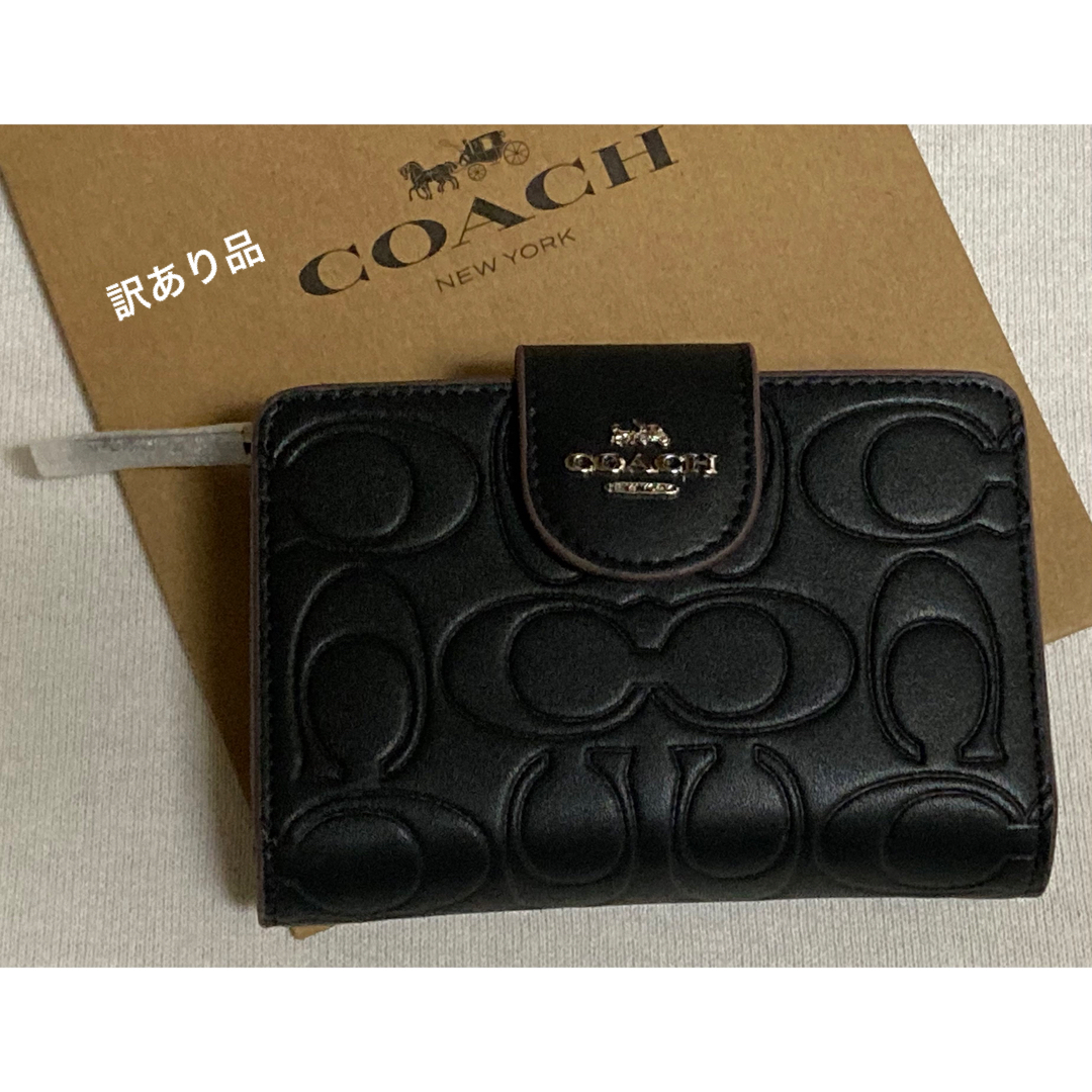 COACH(コーチ)の新品　COACH コーチ　二つ折り財布　シグネチャー　ブラック　CM241 レディースのファッション小物(財布)の商品写真