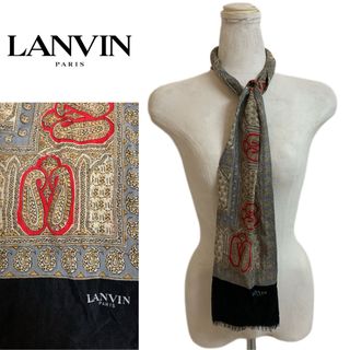 ランバン(LANVIN)のLANVIN PARIS VINTAGE ITALY製 柄 アスコットストール(ストール)