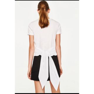 ザラ(ZARA)のZARA リボン Tシャツ シャツ トップス 半袖 ザラ(Tシャツ(半袖/袖なし))