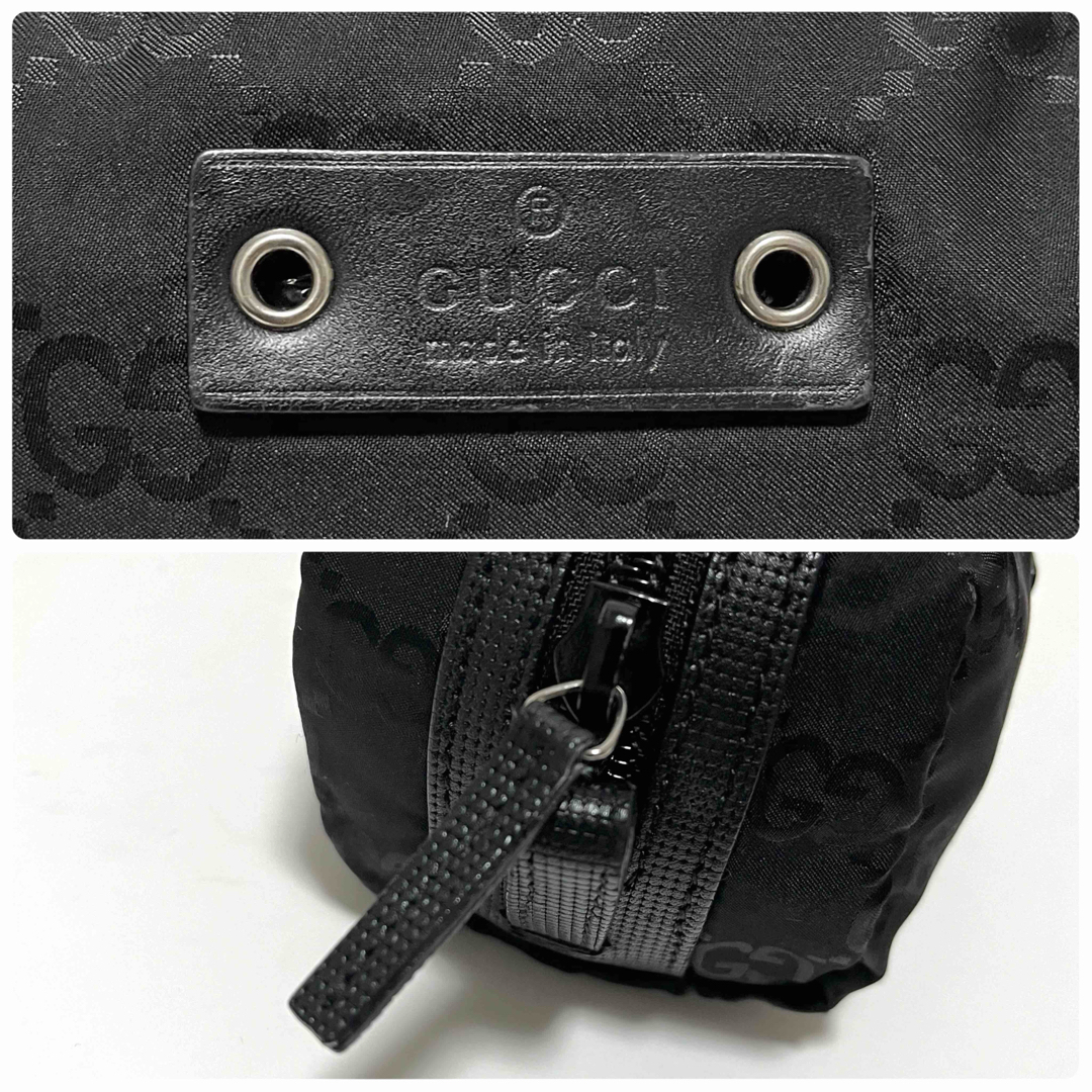 Gucci(グッチ)の757✨良品✨グッチ GGナイロン メイクポーチ 化粧 小物入れ ブラック 黒 レディースのファッション小物(ポーチ)の商品写真