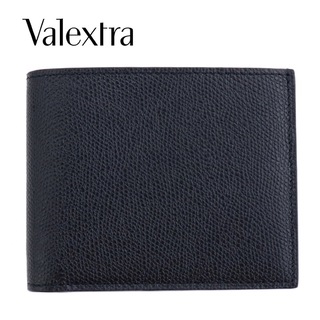 Valextra - ヴァレクストラ 財布 二つ折り イタリアンレザー 本革 ブラック 小銭入れ付き