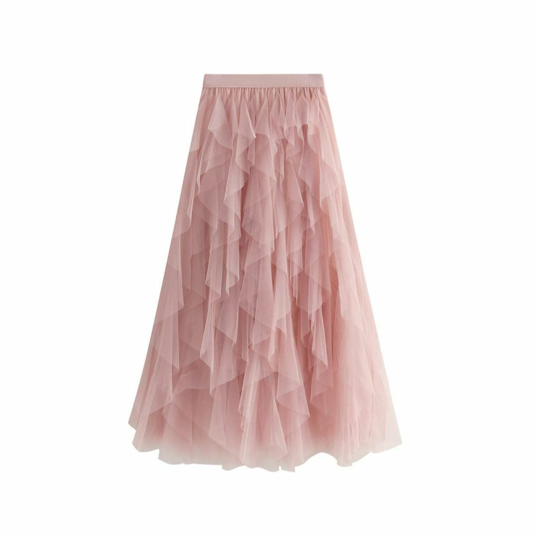 【色: ピンク】[LIANFOR] レディース チュール スカート 不規則 無地 レディースのファッション小物(その他)の商品写真