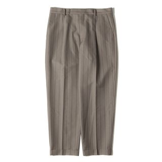 美品 WACKO MARIA ワコマリア パンツ サイズ:XXL 23AW DORMEUIL ストライプ プリーツ スラックスパンツ PLEATED TROUSERS グレー ボトムス ズボン コラボ【メンズ】【中古】