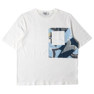 HERMES エルメス Tシャツ サイズ:XL 22SS ジオメトリック パネル 切替 ポケット クルーネック 半袖Tシャツ ホワイト 白 イタリア製 トップス カットソー【メンズ】【中古】