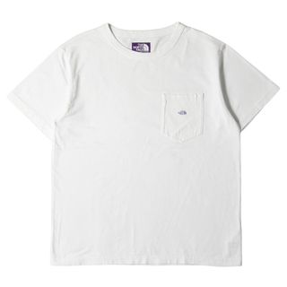 THE NORTH FACE PURPLE LABEL ノースフェイス パープルレーベル Tシャツ サイズ:L ロゴ 刺繍 ポケット クルーネック 半袖Tシャツ NT3225N ホワイト 白 トップス カットソー【メンズ】【中古】(Tシャツ/カットソー(半袖/袖なし))