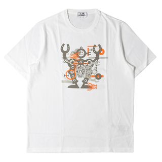 新品 HERMES エルメス Tシャツ サイズ:XL 21SS ロボット グラフィック クルーネック 半袖Tシャツ ホワイト 白 イタリア製 トップス カットソー【メンズ】