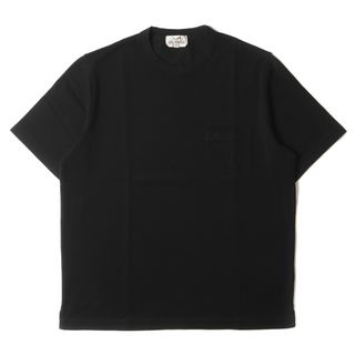 エルメス(Hermes)の新品 HERMES エルメス Tシャツ サイズ:XXL 23SS 鹿の子 Hロゴ 刺繍 ポケット クルーネック 半袖Tシャツ ブラック 黒 イタリア製 トップス カットソー【メンズ】(Tシャツ/カットソー(半袖/袖なし))