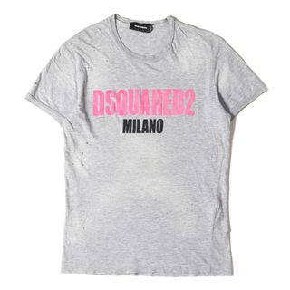 ディースクエアード(DSQUARED2)のDSQUARED2 ディースクエアード Tシャツ サイズ:M 18AW ダメージ加工 ロゴ コットン レーヨン クルーネック 半袖Tシャツ ヘザーグレー イタリア製 トップス カットソー【メンズ】【中古】(Tシャツ/カットソー(半袖/袖なし))