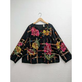 ビームスボーイ(BEAMS BOY)の【UNISEX】フラワーパッチ刺繍ノーカラージャケット　花柄　ユニセックス(ノーカラージャケット)