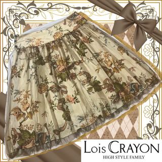 ロイスクレヨン(Lois CRAYON)のロイスクレヨン/チュールレース付スカート/鳥/楽譜/楽器/リボン/花/クラシック(ミニスカート)