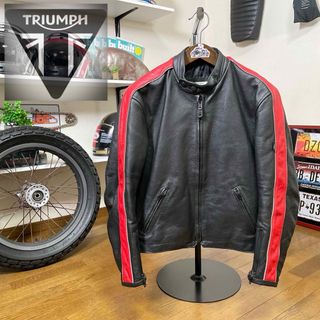 ☆TRIUMPH トライアンフ レザージャケット ブラック/52(装備/装具)