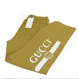 Gucci - GUCCI グッチ ロゴ アルファベット ルーズ 48 コットン ナイロン ジョガーパンツ イージーパンツ ライン リブ 175/78A 未使用 インターロッキングＧ ベージュ パンツ 625880 ZAEP7 2109