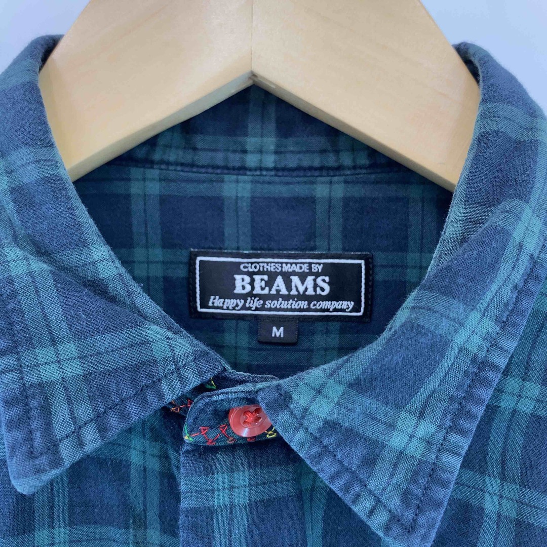 BEAMS(ビームス)のBEAMS ビームス メンズ 長袖シャツ チェック柄 グリーン ネイビー メンズのトップス(シャツ)の商品写真