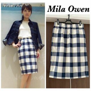 Mila Owen - Mila Owen ミラオーウェン チェック柄 ペンシルタイトスカート 美品