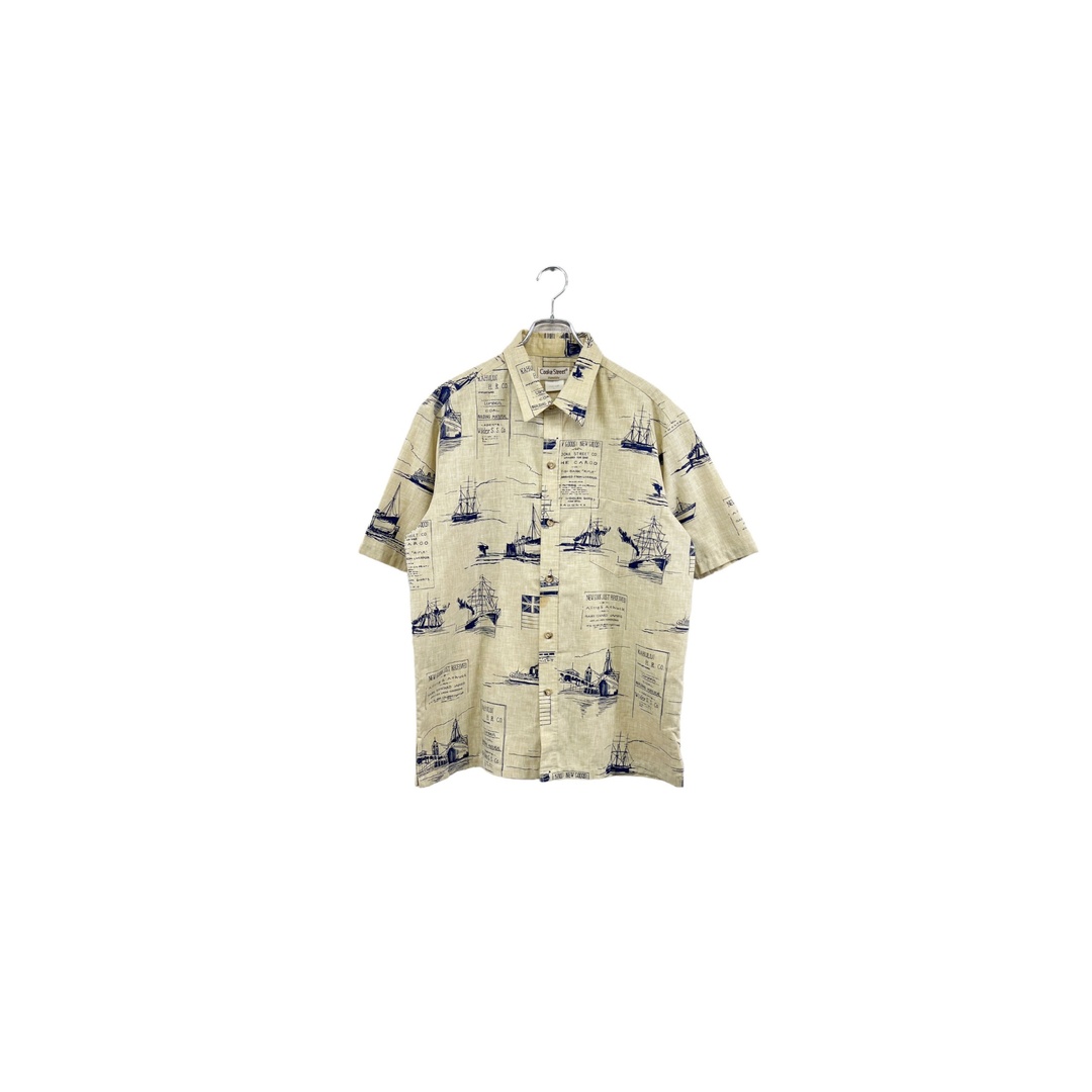 Made in USA Cooke Street Honolulu aloha shirt クックストリート アロハシャツ ベージュ系 総柄 ヴィンテージ ネ メンズのトップス(シャツ)の商品写真