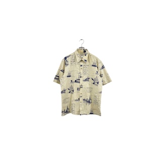 Made in USA Cooke Street Honolulu aloha shirt クックストリート アロハシャツ ベージュ系 総柄 ヴィンテージ ネ(シャツ)