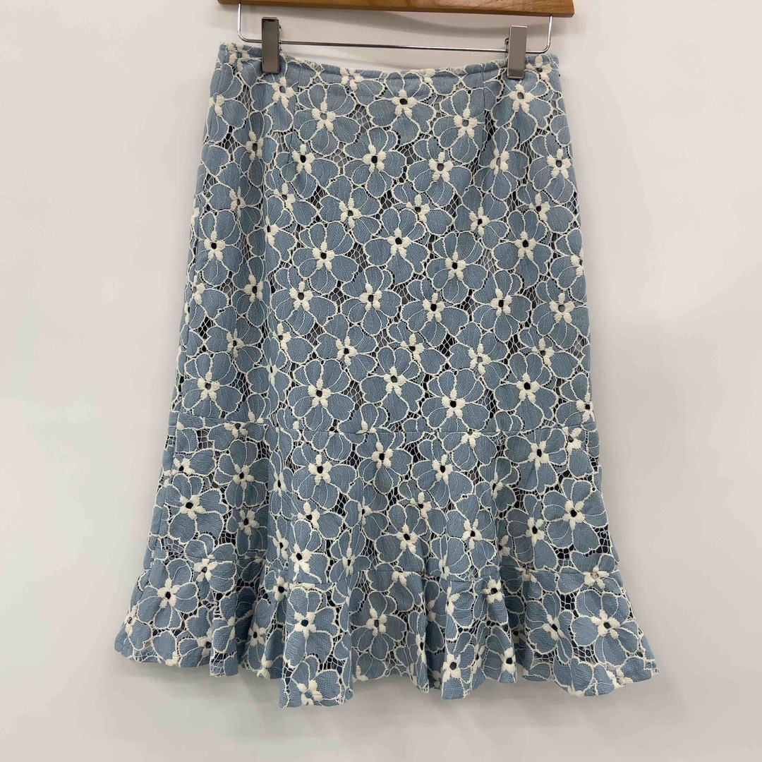 Firosa フィローザ レディース ひざ丈スカート 花柄　水色　フリル　マーメイドスカート レディースのスカート(ひざ丈スカート)の商品写真