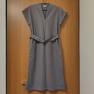 ニッセン(ニッセン)の【美品】レーヨンリネンブレンド フレンチスリーブワンピース　S(ロングワンピース/マキシワンピース)