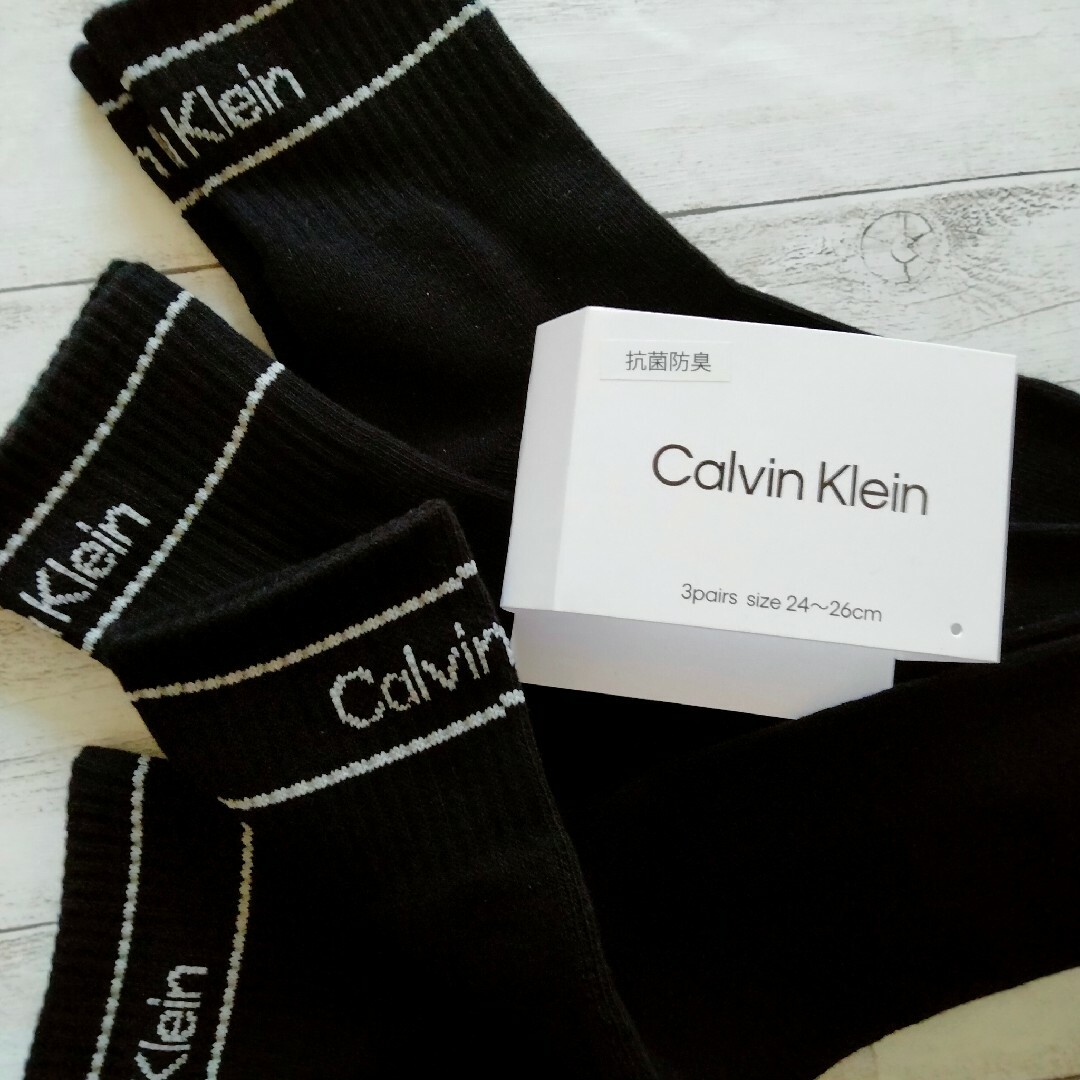 Calvin Klein(カルバンクライン)のカルバンクライン メンズリブソックス 24～26cm 3足セット ブラック メンズのレッグウェア(ソックス)の商品写真