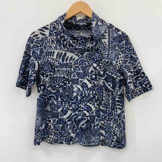 ジャンニロジュディチェ(GIANNI LO GIUDICE)のGIANNI LO GIUDICE ジャンニ ロ ジュディチェ レディース Tシャツ　半袖　麻100％　総柄　青(Tシャツ(半袖/袖なし))