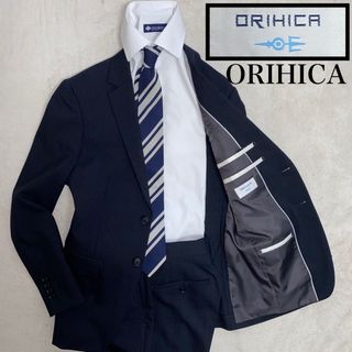 オリヒカ(ORIHICA)のORIHICA 使用感のない美品　90/Y4  S位　ネイビー　ストライプスーツ(セットアップ)