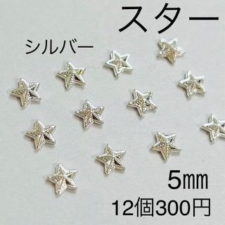 スター 星 シルバー 12個入り ネイルパーツ ミニチュア ぬい服 デコ レジン(ネイル用品)