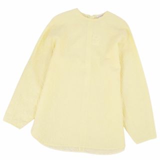 美品 ブラミンク BLAMINK シャツ ブラウス ロングスリーブ 長袖 無地 コットン シルク トップス レディース 38(M相当) イエロー(シャツ/ブラウス(長袖/七分))