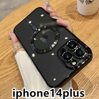 iphone14plusケース磁気 　充電　ワイヤレス ブラック (iPhoneケース)