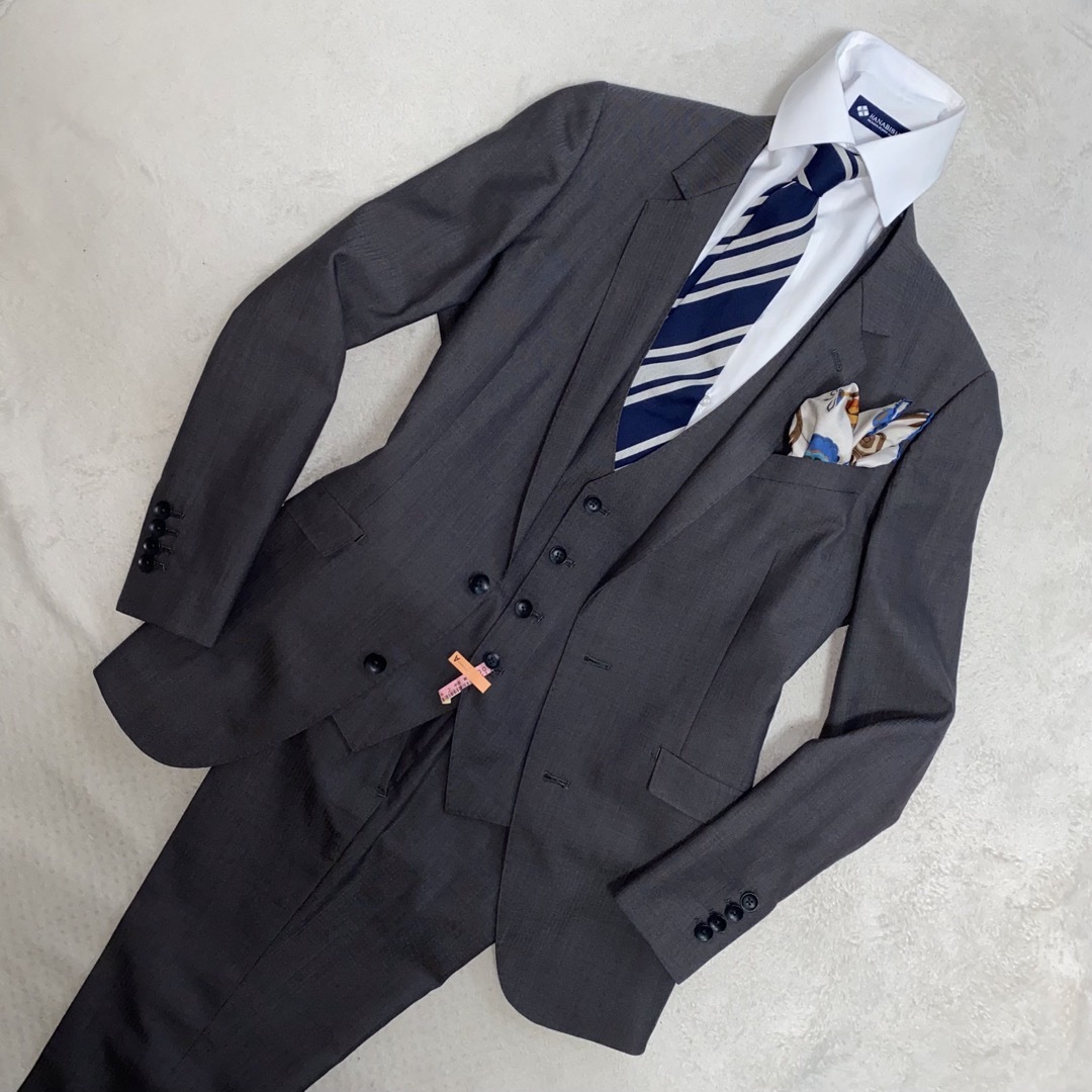 THE SUIT COMPANY(スーツカンパニー)のSUIT SELECT 3ピーススーツ　クリーニング済みの美品　ヘリンボーンM位 メンズのスーツ(セットアップ)の商品写真