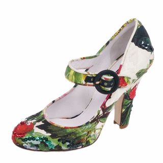 ドルチェ&ガッバーナ DOLCE&GABBANA パンプス ヒール ストラップ 花柄 ビーズ シューズ レディース 36(23cm相当) マルチカラー