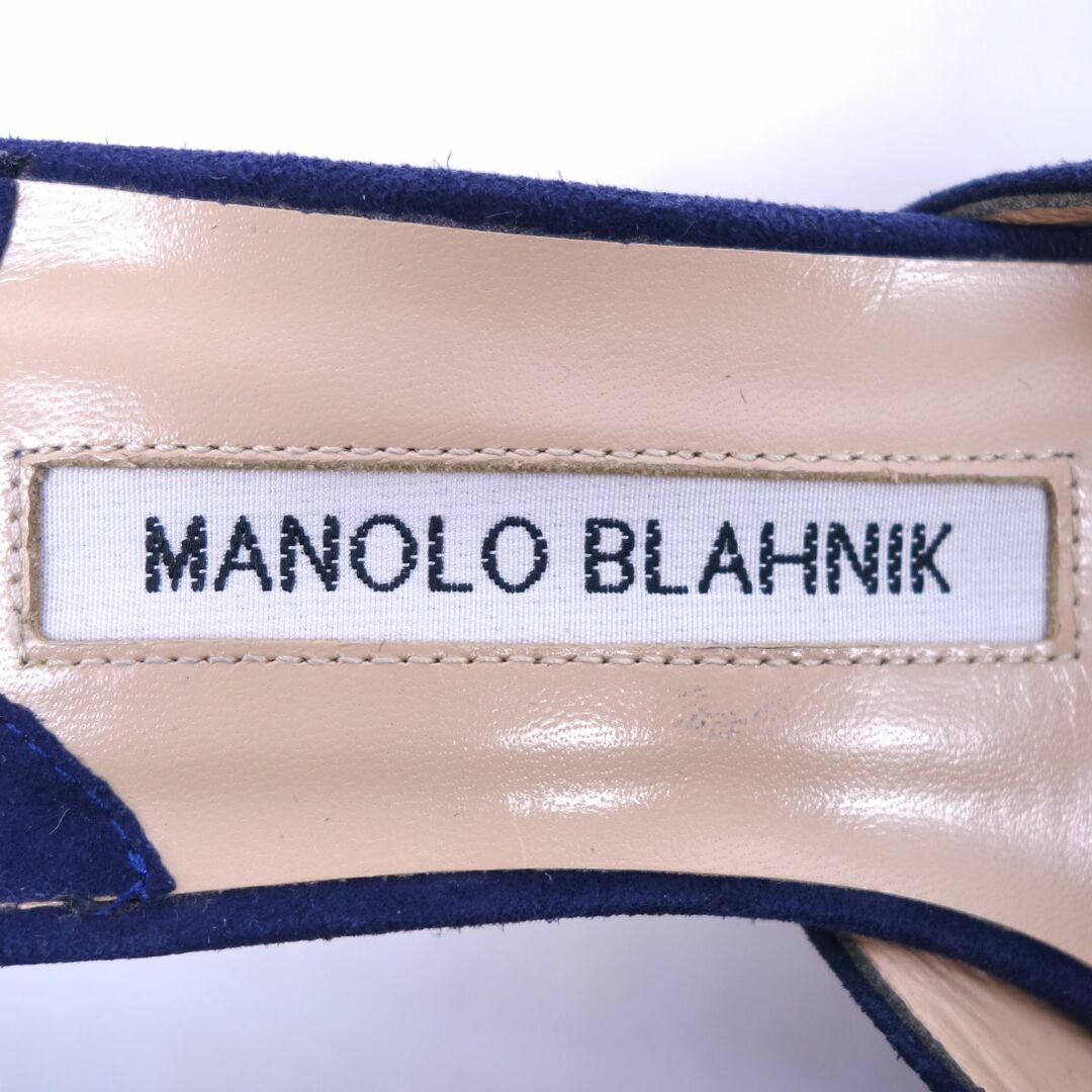 MANOLO BLAHNIK(マノロブラニク)の未使用 マノロ・ブラニク Manolo Blahnik サンダル ミュール ヒール スウェードレザー シューズ レディース 35(22cm相当) ネイビー レディースの靴/シューズ(サンダル)の商品写真