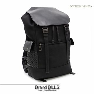 ボッテガヴェネタ(Bottega Veneta)の美品 ボッテガ ヴェネタ サッソルンゴ イントレチャート バックパック リュック 520460 レザー キャンバス ブラック ガンメタル (バッグパック/リュック)