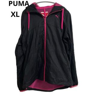 PUMA プーマ フード付きウインドブレーカー ブラック×ピンク XL