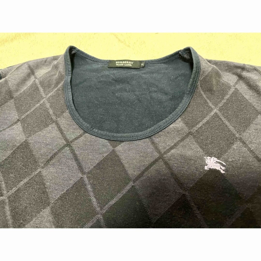 BURBERRY BLACK LABEL(バーバリーブラックレーベル)のバーバリー ネイビー パープル アーガイル 半袖Tシャツ 2 M メンズのトップス(Tシャツ/カットソー(半袖/袖なし))の商品写真