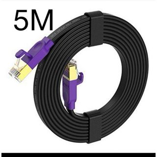 CAT8 LANケーブル フラット FLUKE検証ずみ 5m ブラック(その他)