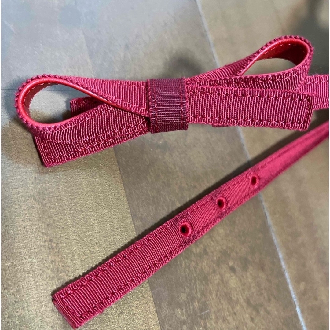 AUSTIN REED 🌹赤グログラン×合皮素材リボンデザイン細ベルト レディースのファッション小物(ベルト)の商品写真